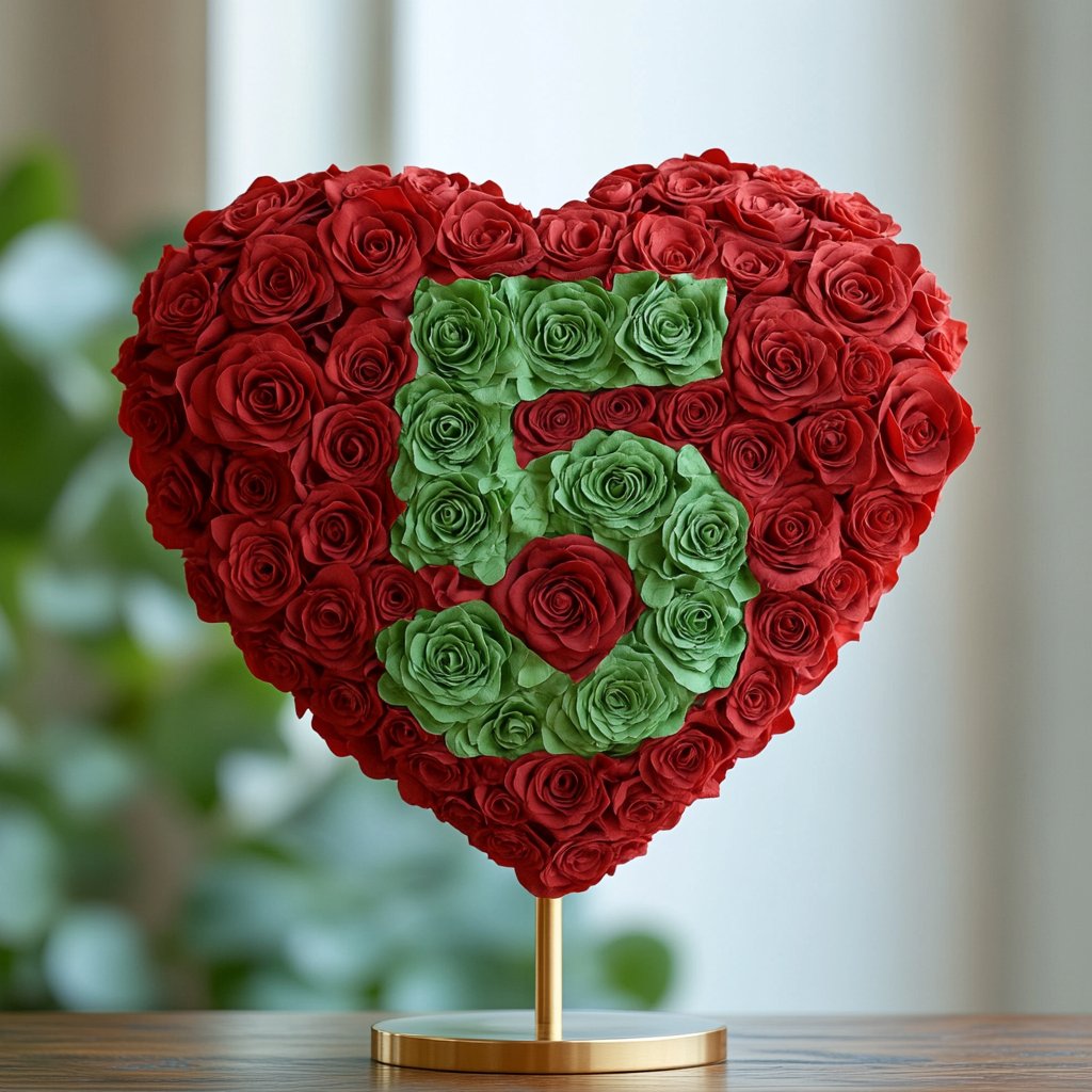 Custom Red Heart Rose Lamp with Color '5' - Imaginary Worlds