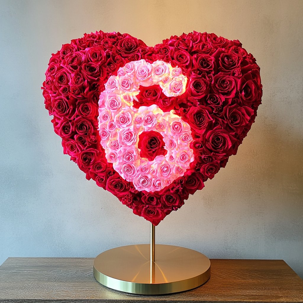 Custom Red Heart Rose Lamp with Color '6' - Imaginary Worlds