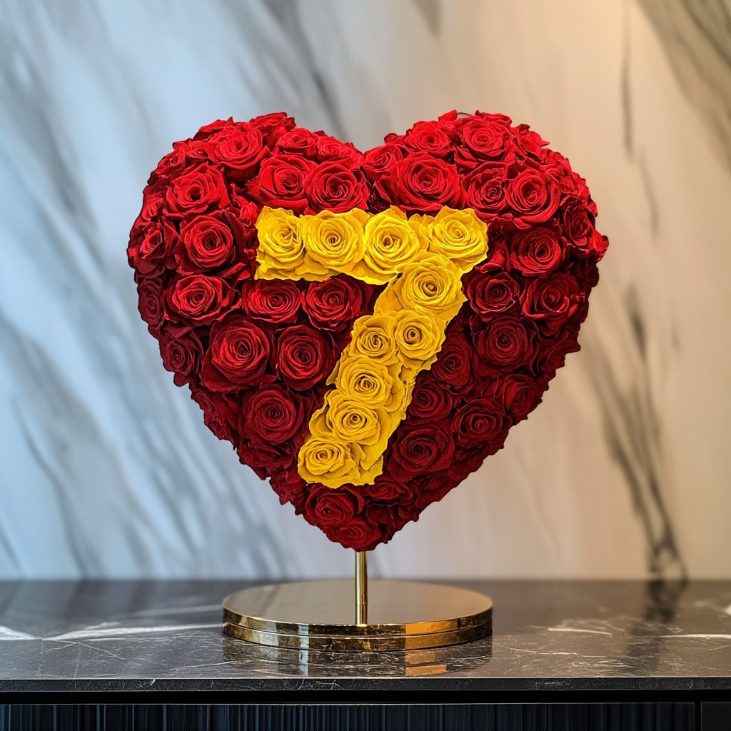 Custom Red Heart Rose Lamp with Color '7' - Imaginary Worlds