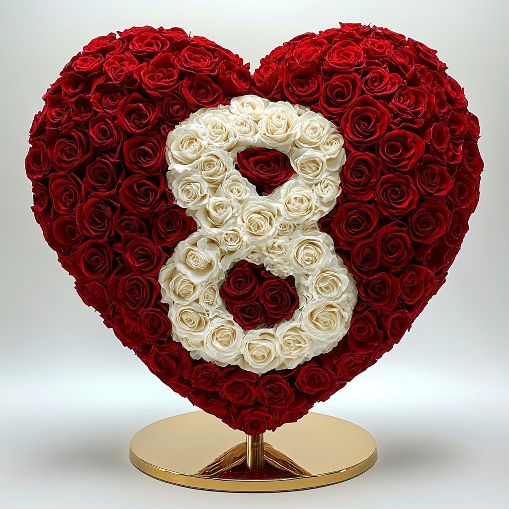 Custom Red Heart Rose Lamp with Color '8' - Imaginary Worlds