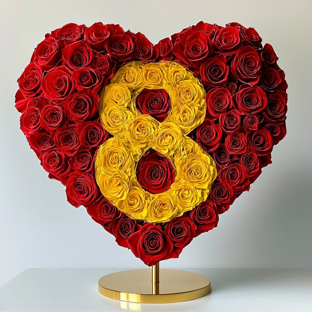 Custom Red Heart Rose Lamp with Color '8' - Imaginary Worlds