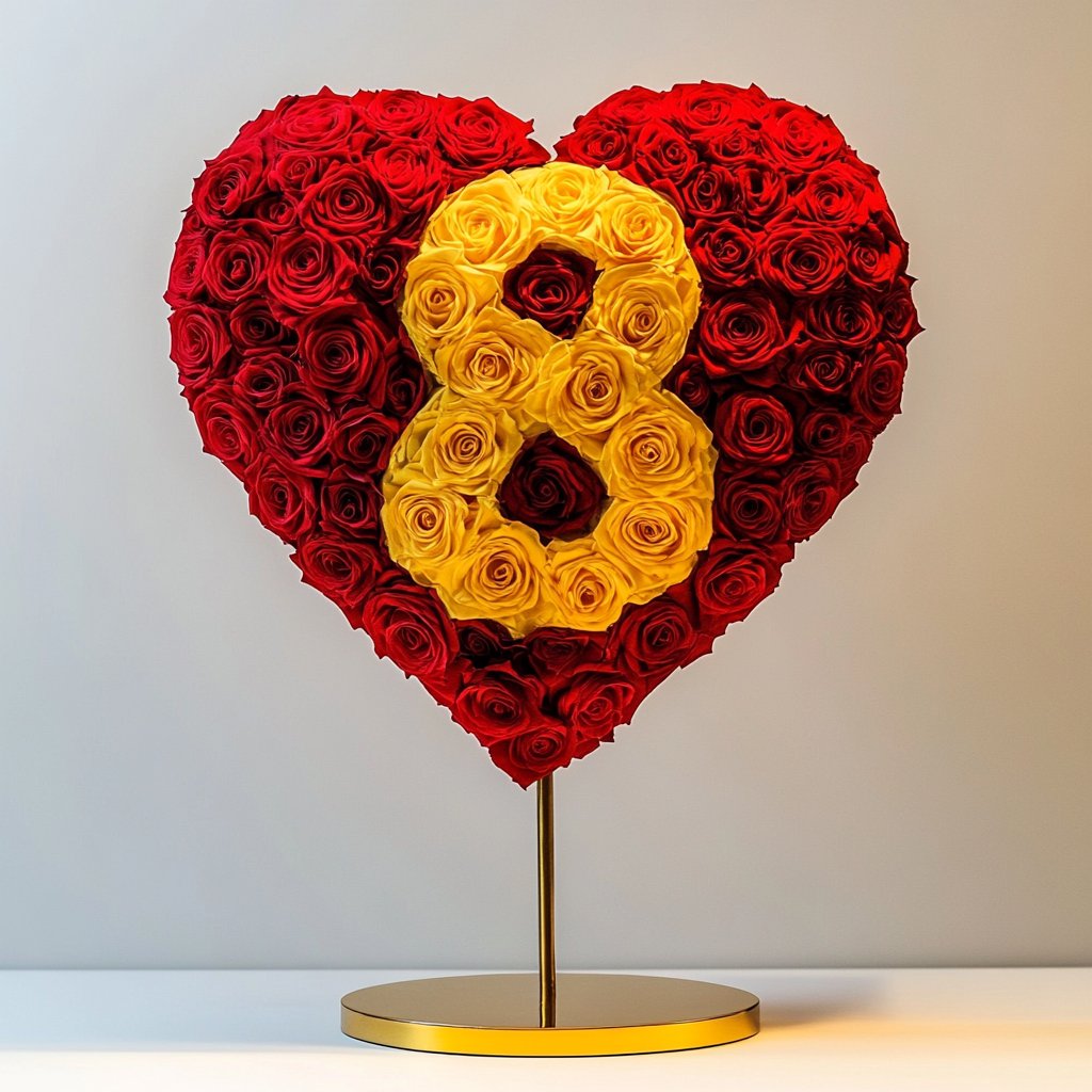 Custom Red Heart Rose Lamp with Color '8' - Imaginary Worlds