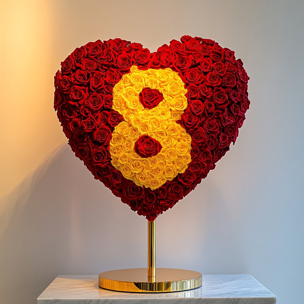 Custom Red Heart Rose Lamp with Color '8' - Imaginary Worlds