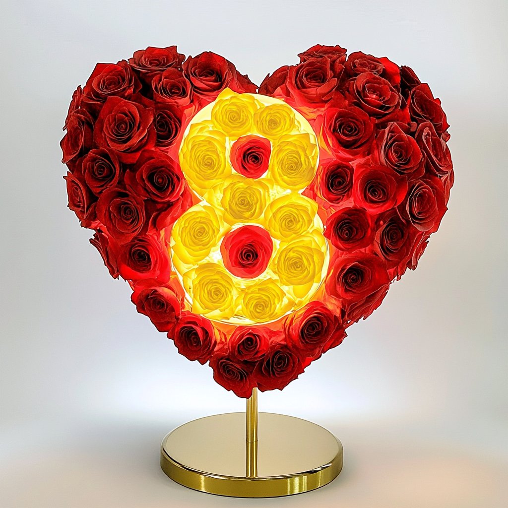 Custom Red Heart Rose Lamp with Color '8' - Imaginary Worlds