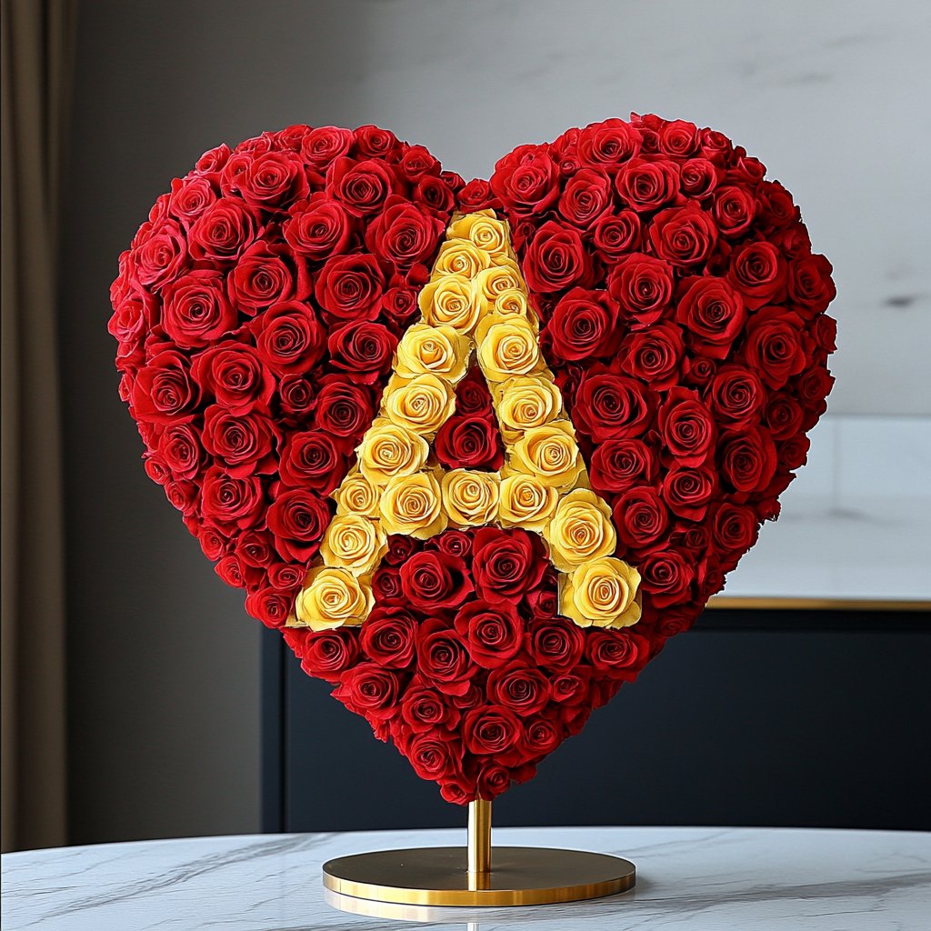 Custom Red Heart Rose Lamp with Color 'A' - Imaginary Worlds