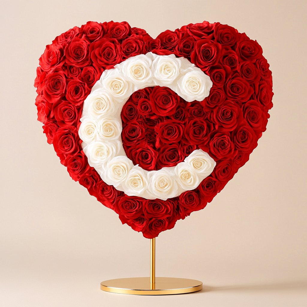 Custom Red Heart Rose Lamp with Color 'C' - Imaginary Worlds