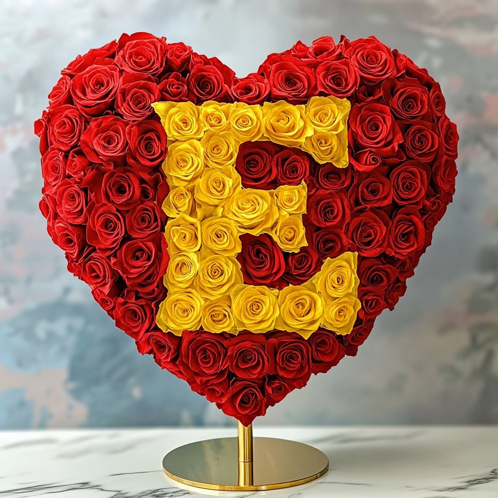 Custom Red Heart Rose Lamp with Color 'E' - Imaginary Worlds