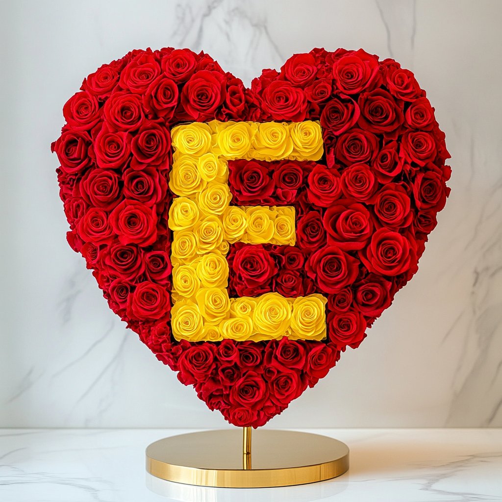 Custom Red Heart Rose Lamp with Color 'E' - Imaginary Worlds