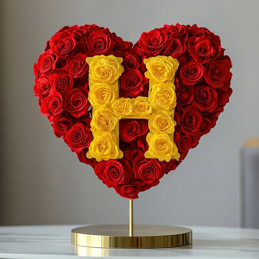 Custom Red Heart Rose Lamp with Color 'H' - Imaginary Worlds