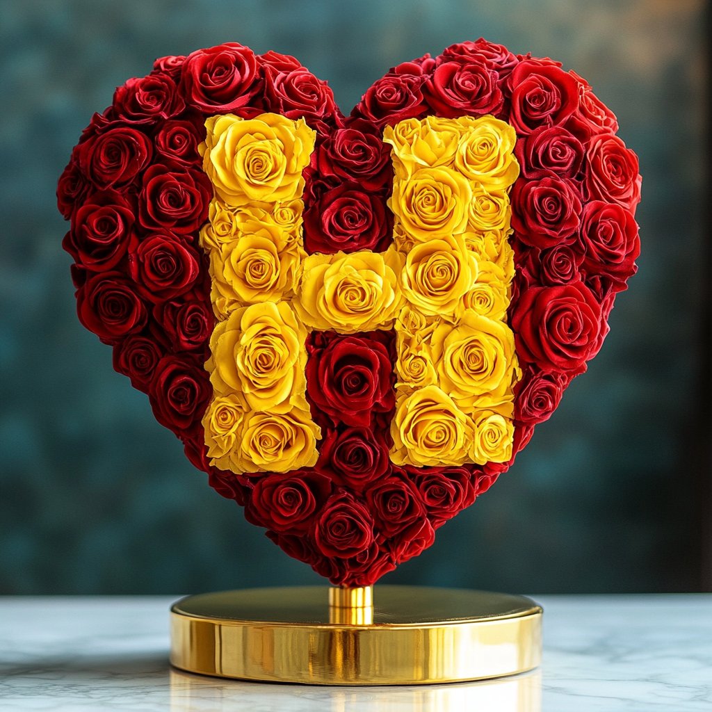 Custom Red Heart Rose Lamp with Color 'H' - Imaginary Worlds