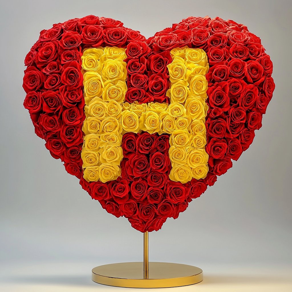 Custom Red Heart Rose Lamp with Color 'H' - Imaginary Worlds