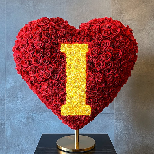 Custom Red Heart Rose Lamp with Color 'I' - Imaginary Worlds