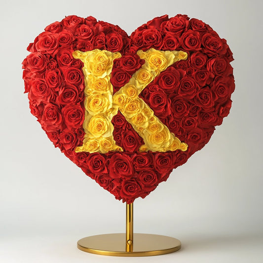 Custom Red Heart Rose Lamp with Color 'K' - Imaginary Worlds