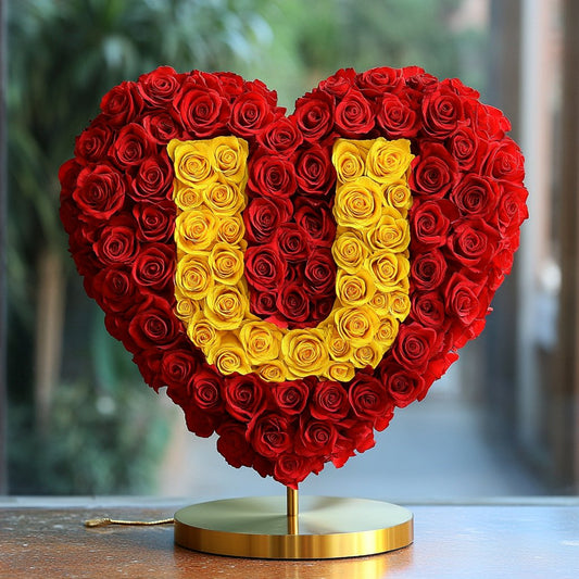 Custom Red Heart Rose Lamp with Color 'U' - Imaginary Worlds