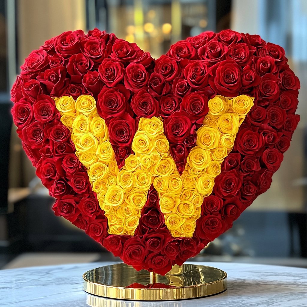 Custom Red Heart Rose Lamp with Color 'W' - Imaginary Worlds