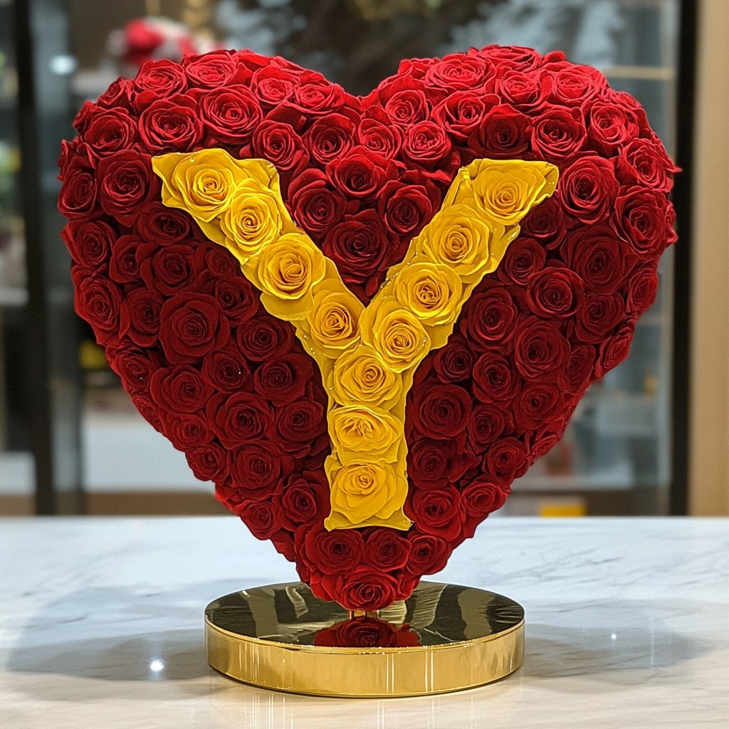 Custom Red Heart Rose Lamp with Color 'Y' - Imaginary Worlds