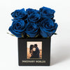 Customized Blue Infinity Roses Box with Photo - Black Box - Imaginary Worlds