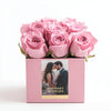 Customized Blue Infinity Roses Box with Photo - Pink Box - Imaginary Worlds