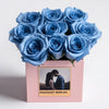 Customized Blue Infinity Roses Box with Photo - Pink Box - Imaginary Worlds