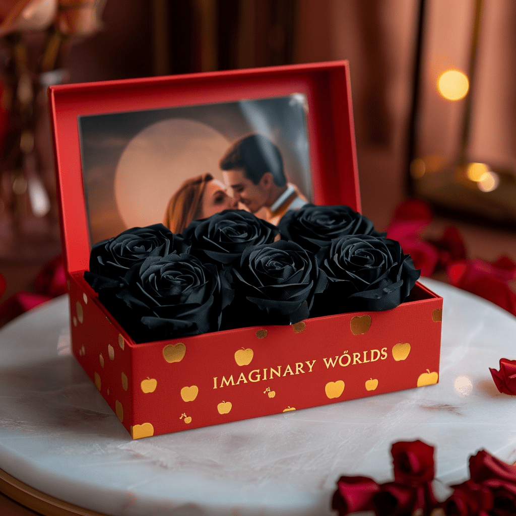 Customized Eternal Love Black Rose Apple Box - Imaginary Worlds