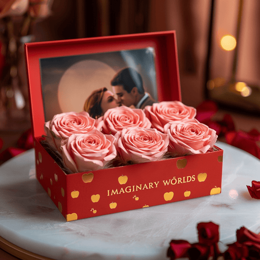 Customized Eternal Love Peach Rose Apple Box - Imaginary Worlds