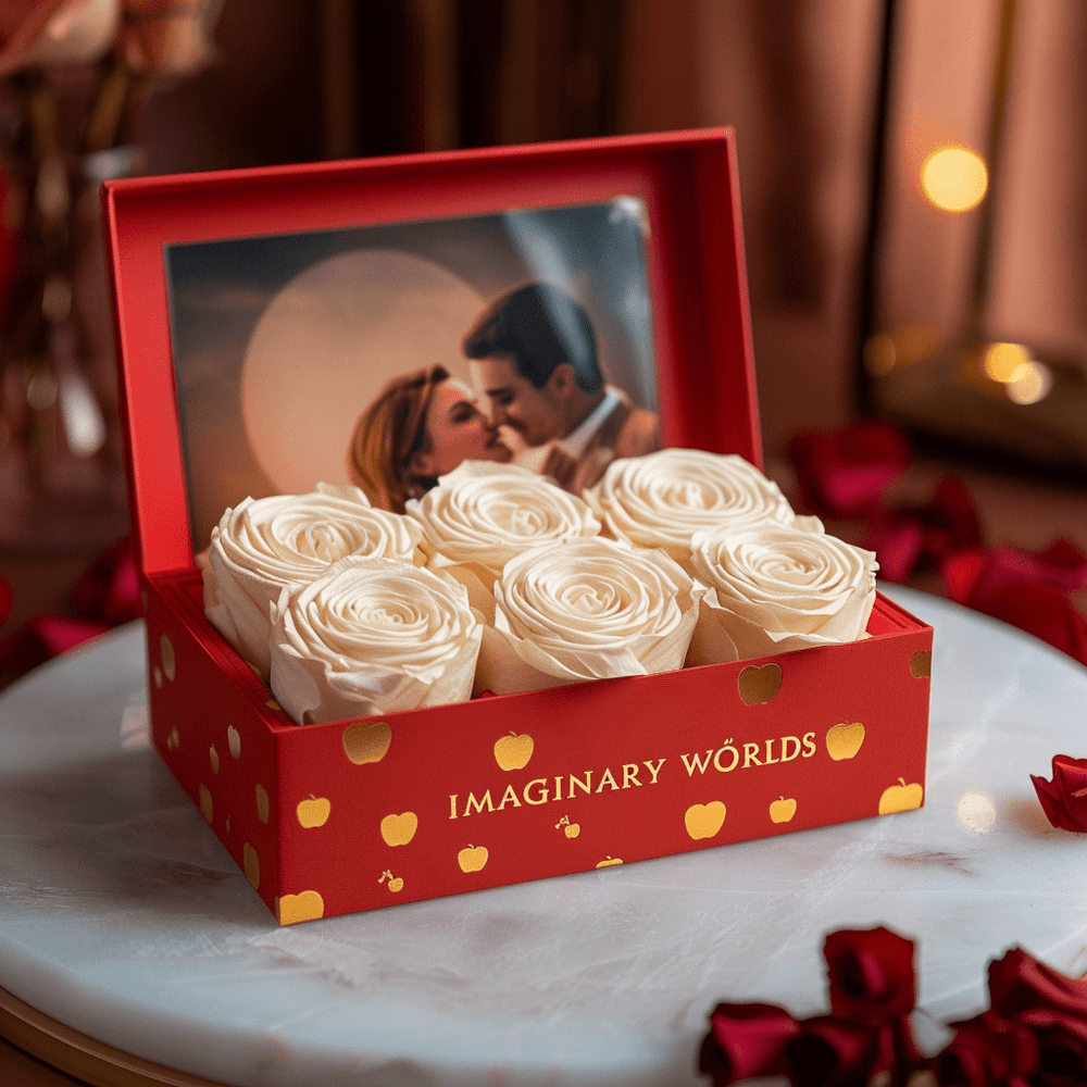 Customized Eternal Love White Rose Apple Box - Imaginary Worlds