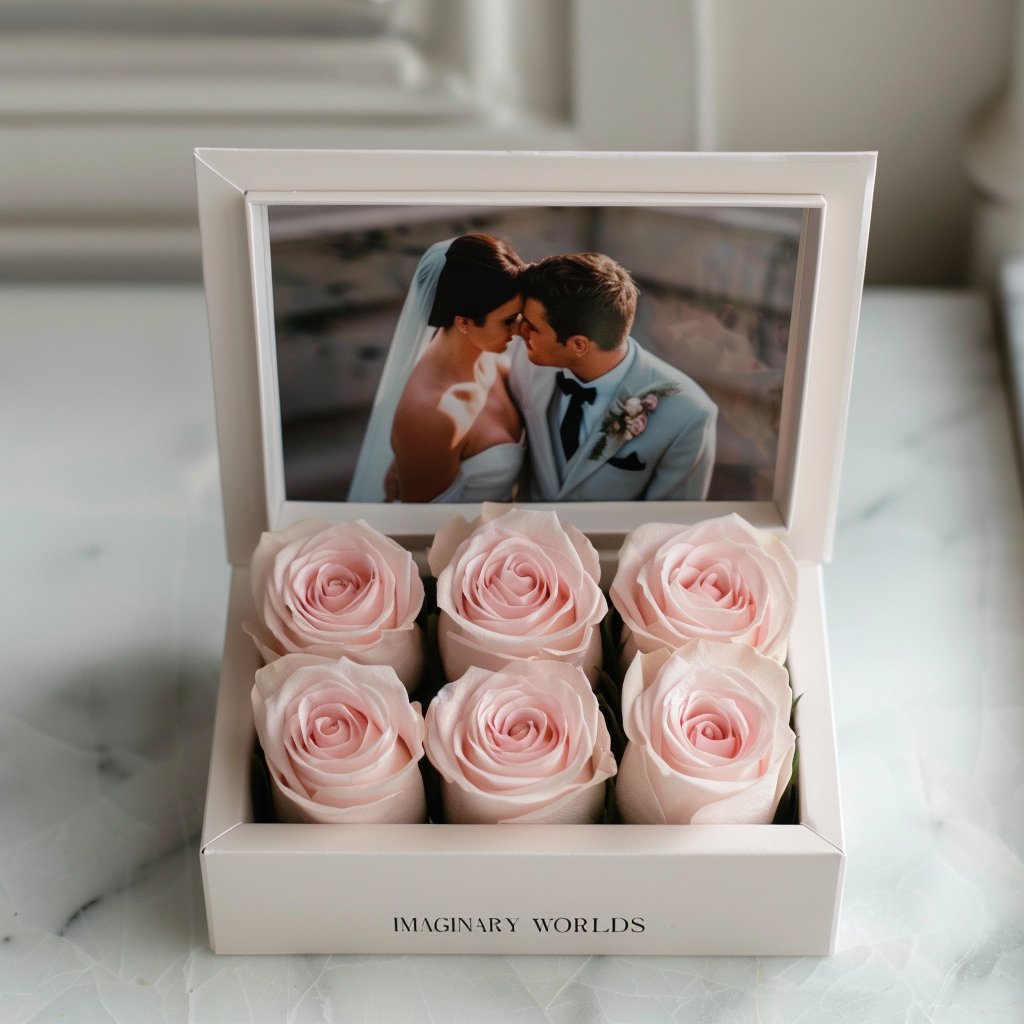 Customized Forever Pink Rose Box with Photo - Imaginary Worlds