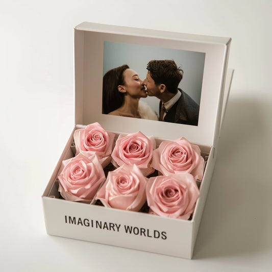 Customized Forever Pink Rose Box with Photo - Imaginary Worlds