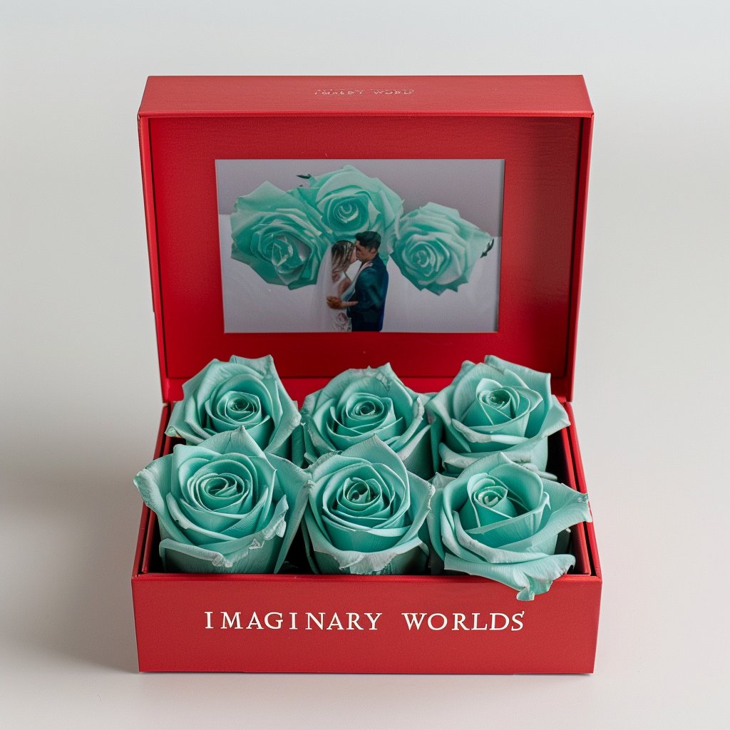 Customized Forever Tiffany Blue Rose Box with Photo - Imaginary Worlds