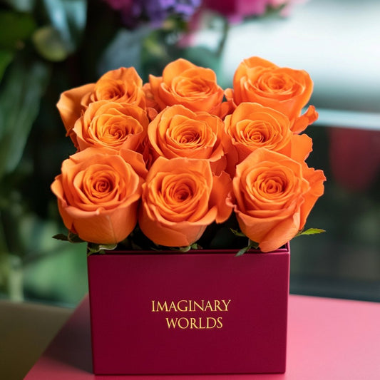 Customized Orange Infinity Roses Box with Photo - Barbie Box - Imaginary Worlds