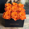 Customized Orange Infinity Roses Box with Photo - Black Box - Imaginary Worlds