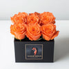 Customized Orange Infinity Roses Box with Photo - Black Box - Imaginary Worlds