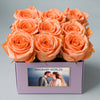 Customized Orange Infinity Roses Box with Photo - Lavender Box - Imaginary Worlds