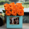 Customized Orange Infinity Roses Box with Photo - Tiffany Blue Box - Imaginary Worlds