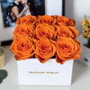 Customized Orange Infinity Roses Box with Photo - White Box - Imaginary Worlds