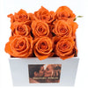 Customized Orange Infinity Roses Box with Photo - White Box - Imaginary Worlds