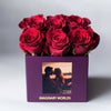 Customized Red Infinity Roses Box with Photo - Royal Purple Box - Imaginary Worlds