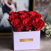 Customized Red Infinity Roses Box with Photo - White Box - Imaginary Worlds