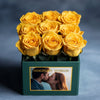 Customized Yellow Infinity Roses Box with Photo - Green Box - Imaginary Worlds