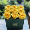 Customized Yellow Infinity Roses Box with Photo - Green Box - Imaginary Worlds