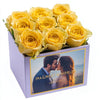 Customized Yellow Infinity Roses Box with Photo - Lavender Box - Imaginary Worlds