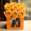 Customized Yellow Infinity Roses Box with Photo - Orange Box - Imaginary Worlds