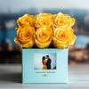 Customized Yellow Infinity Roses Box with Photo - Tiffany Blue Box - Imaginary Worlds