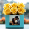 Customized Yellow Infinity Roses Box with Photo - Tiffany Blue Box - Imaginary Worlds