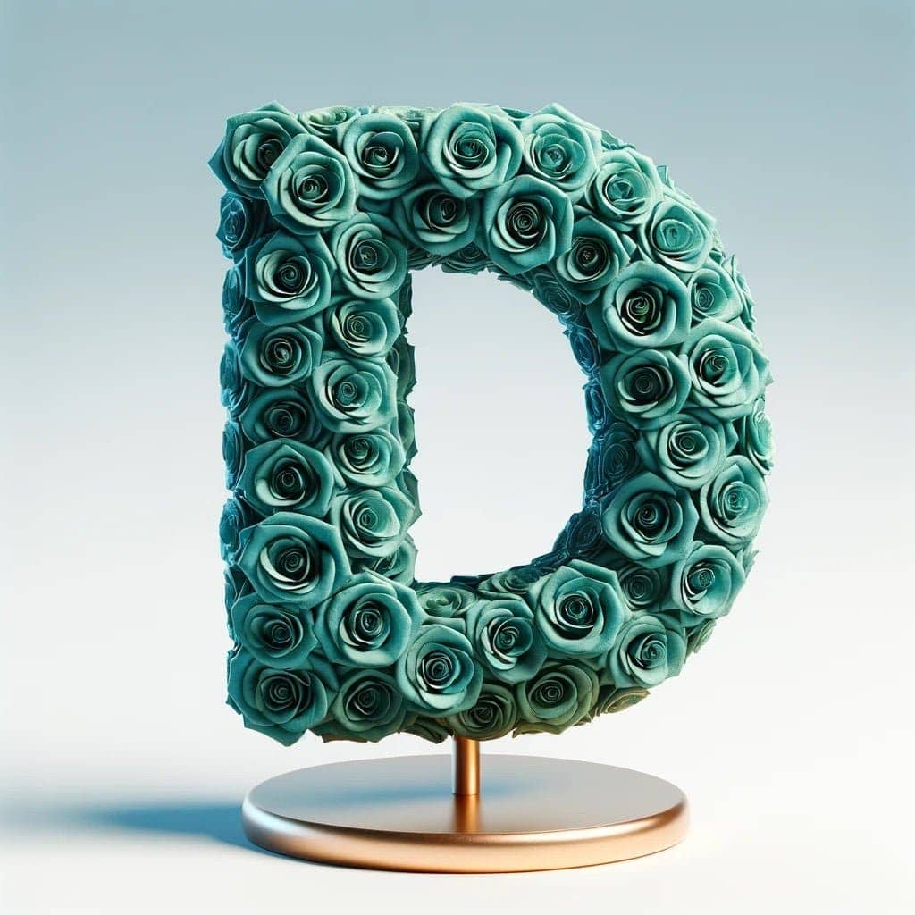 Demeter Teal Rose Letter D Lamp - Imaginary Worlds