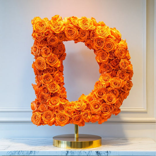 Dionysus Orange Rose Letter D Lamp - Imaginary Worlds