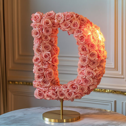 Dionysus Pink Rose Letter D Lamp - Imaginary Worlds