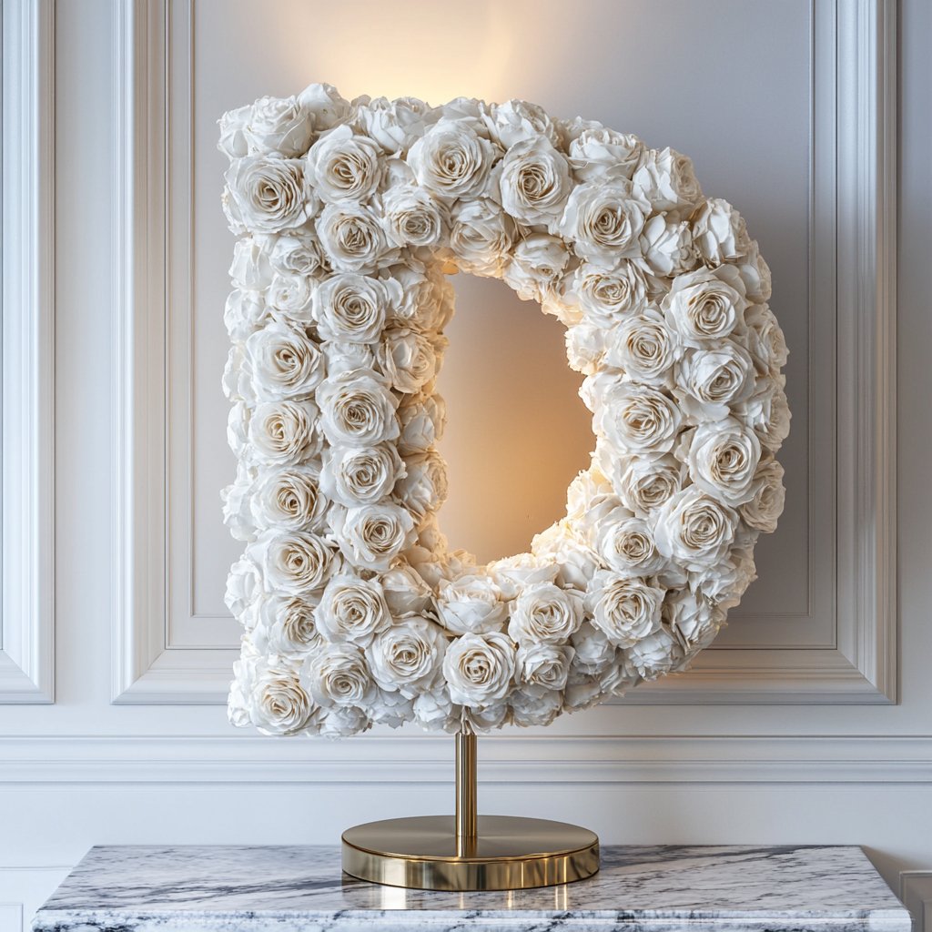 Dionysus White Rose Letter D Lamp - Imaginary Worlds