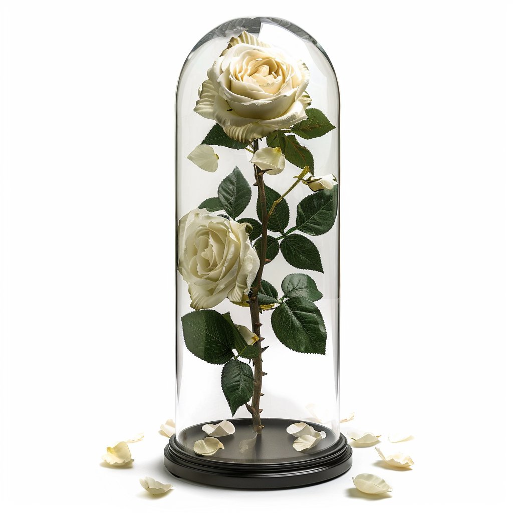 Double Rose in Glass Dome - Imaginary Worlds