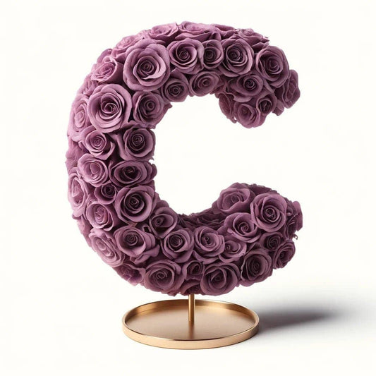 Elegant Standing Purple Rose Letter C Lamp - Imaginary Worlds